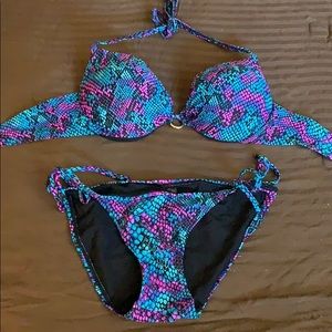 Retro multicolor snakeskin bikini